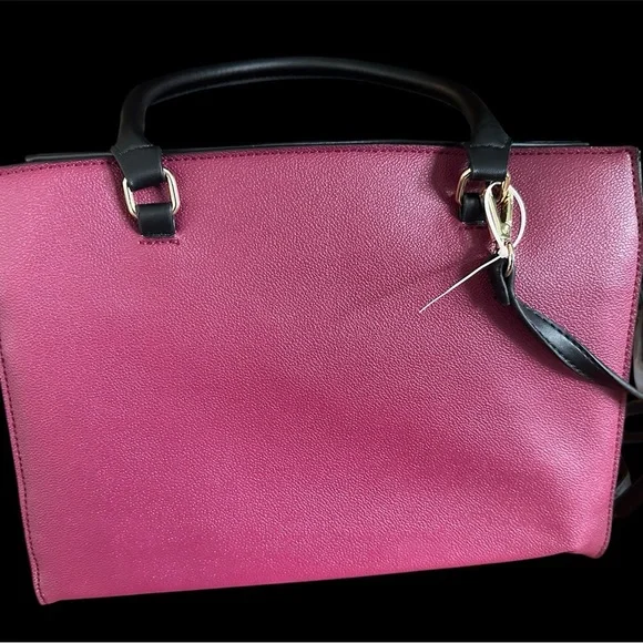 NWT Trina Turk - Wine/Tan; Double Handle/Cross Body Purse with Card Holder - Picture 4 of 10